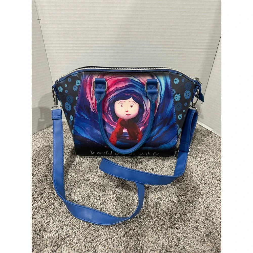 Satchel Bag Loungefly Womens Blue Good Coraline Tunnel Button Graphic OS